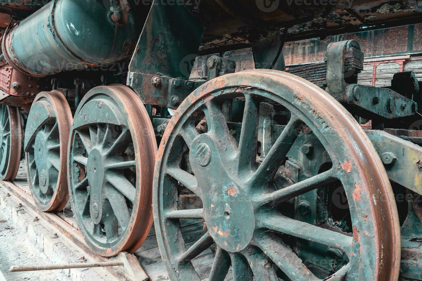 Old warehouse with abandoned trains somewhere in Belgium, Urbex. photo