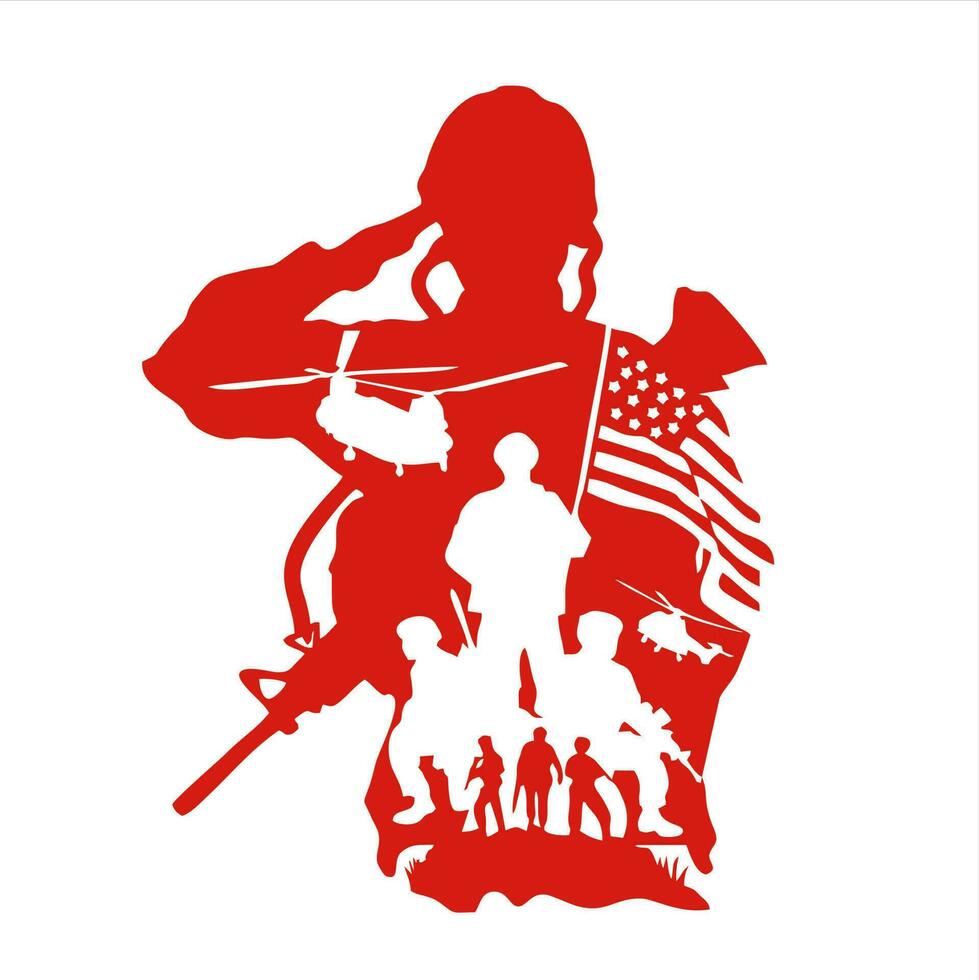 soldier saluting silhouette vector design