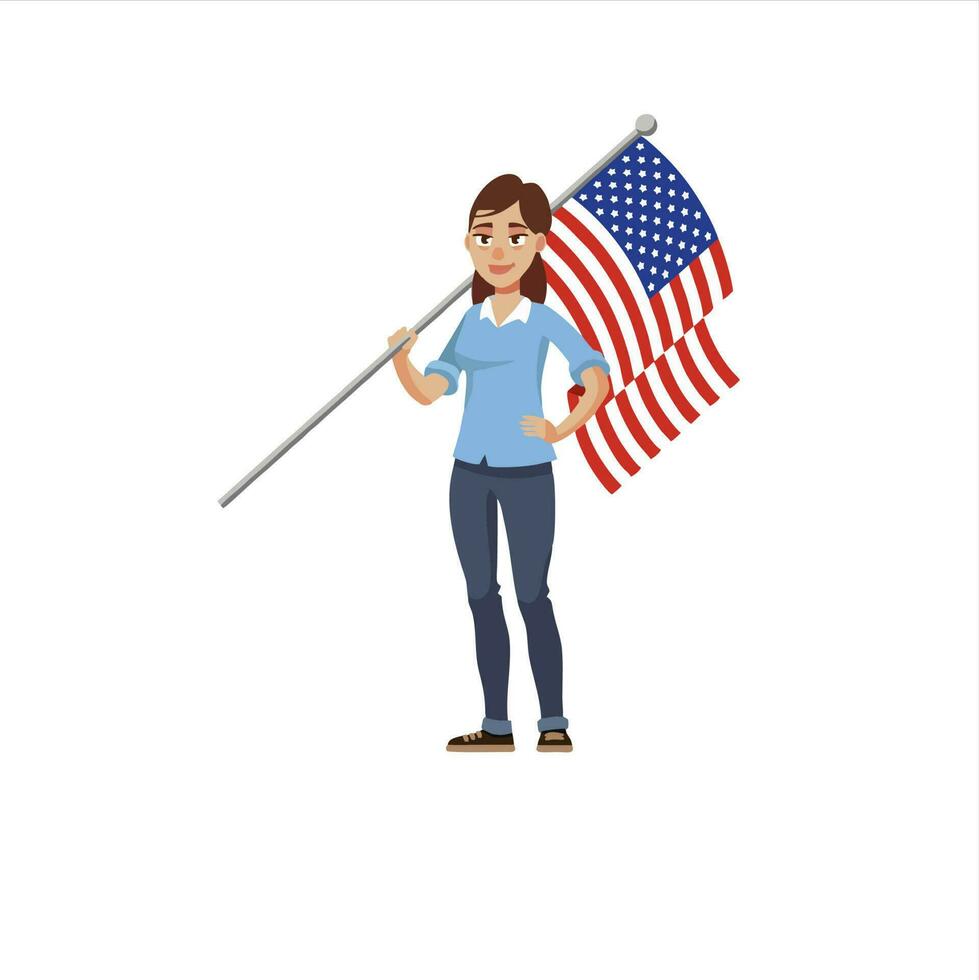 people holding flag of america or united states USA vector