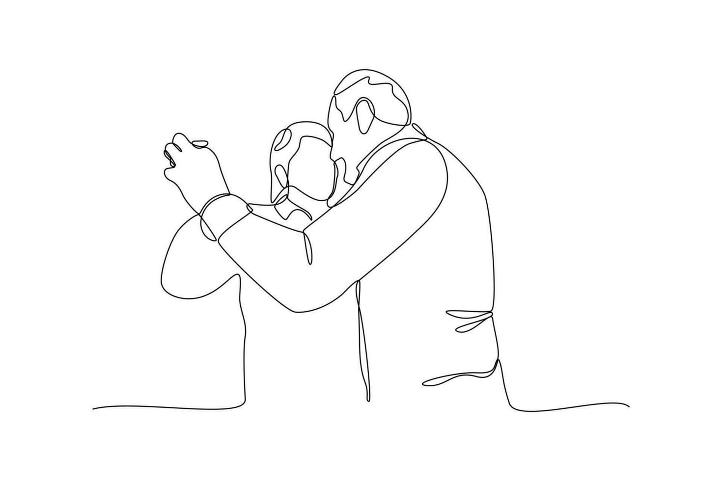Continuous one-line drawing grandparents dance together. Grandparent day concept. Single line drawing design graphic vector illustration