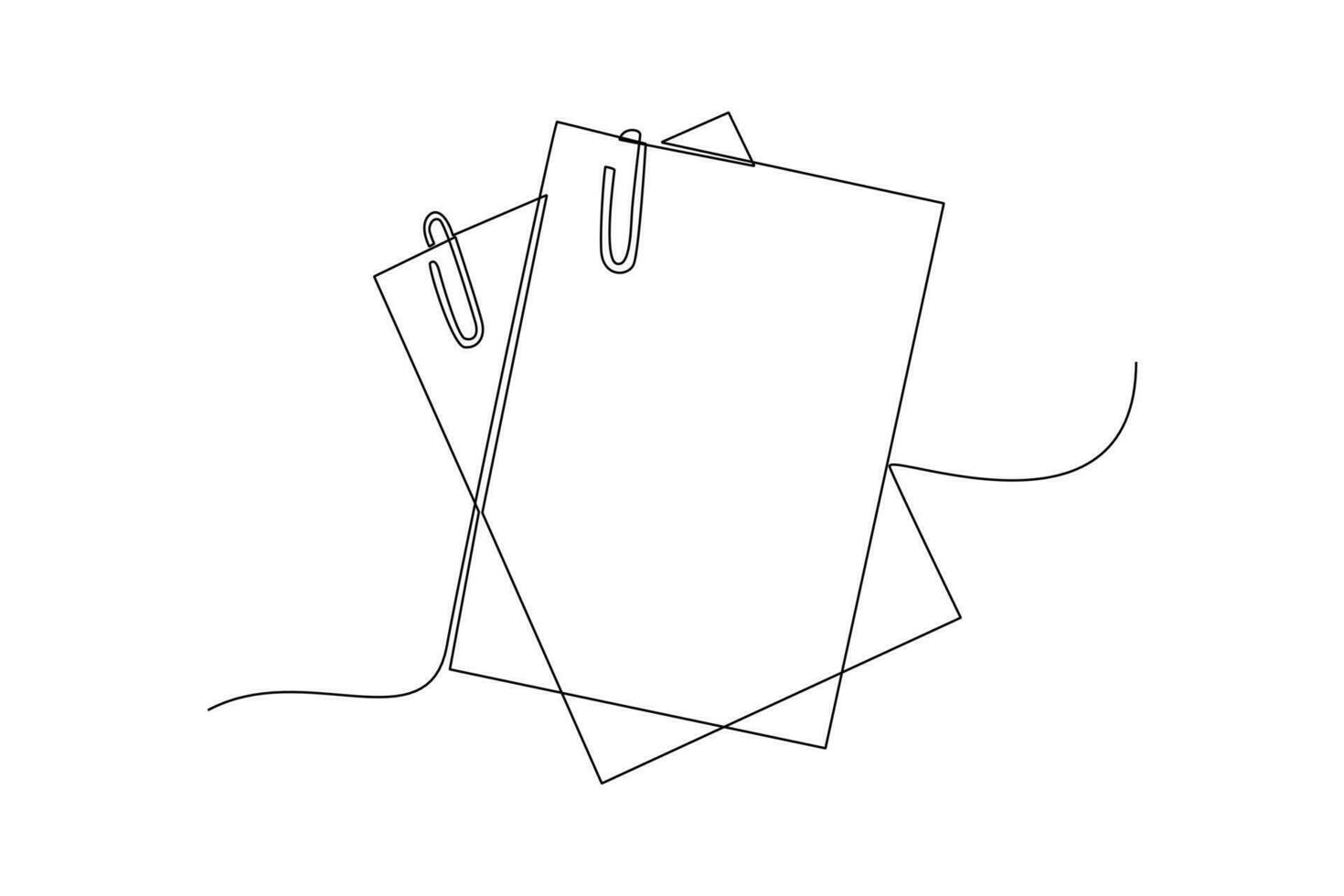 Continuous one-line drawing two documents with paper clips. Document thin concept. Single line drawing design graphic vector illustration