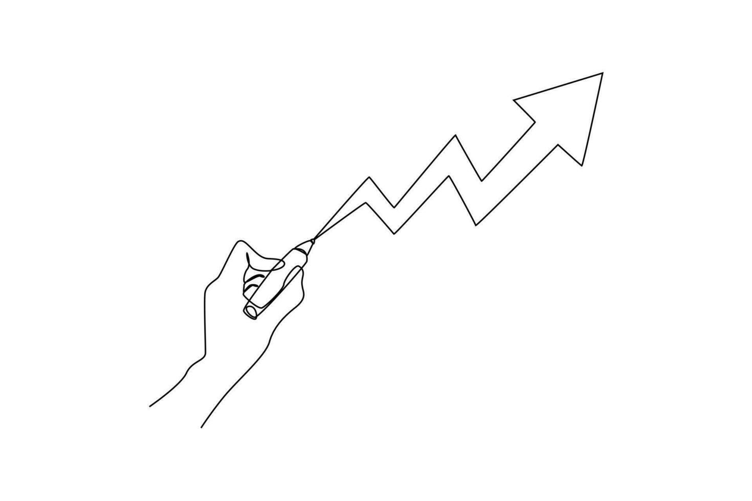 Continuous one-line drawing hand-drawn rising business graph. Business charts concept. Single line drawing design graphic vector illustration