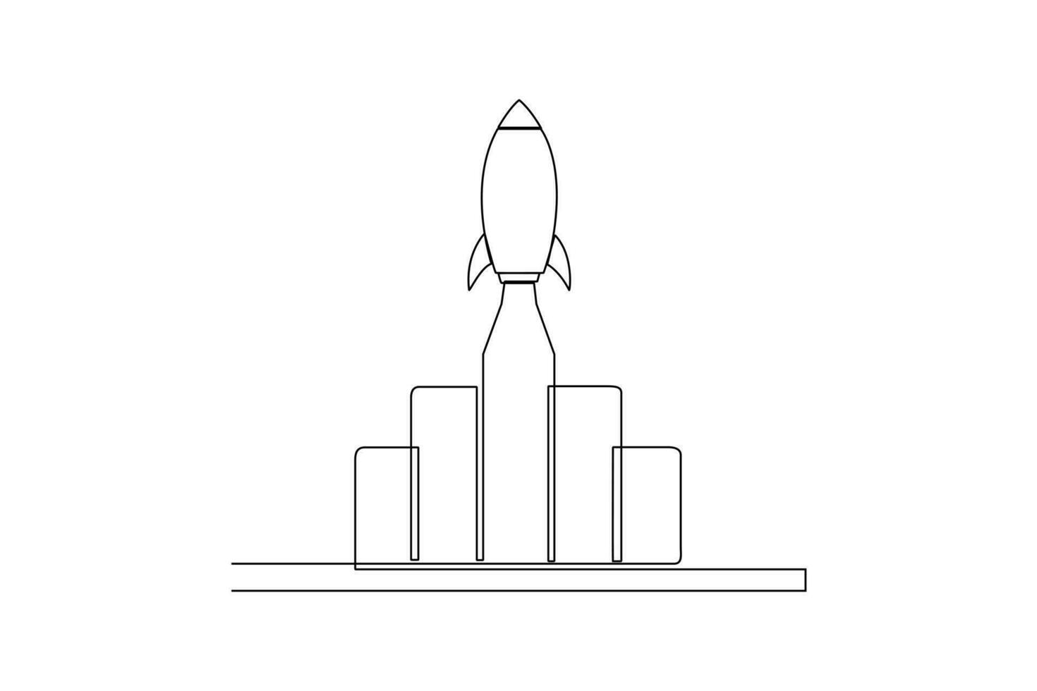 Continuous one-line drawing business bar graph soaring. Business charts concept. Single line drawing design graphic vector illustration