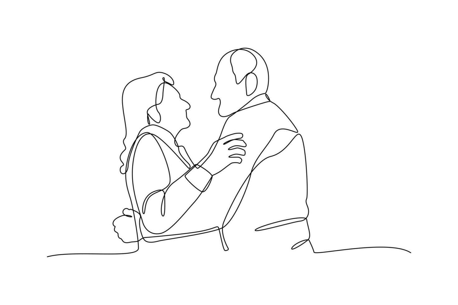Continuous one-line drawing happy grandparents dancing together. Grandparent day concept. Single line drawing design graphic vector illustration