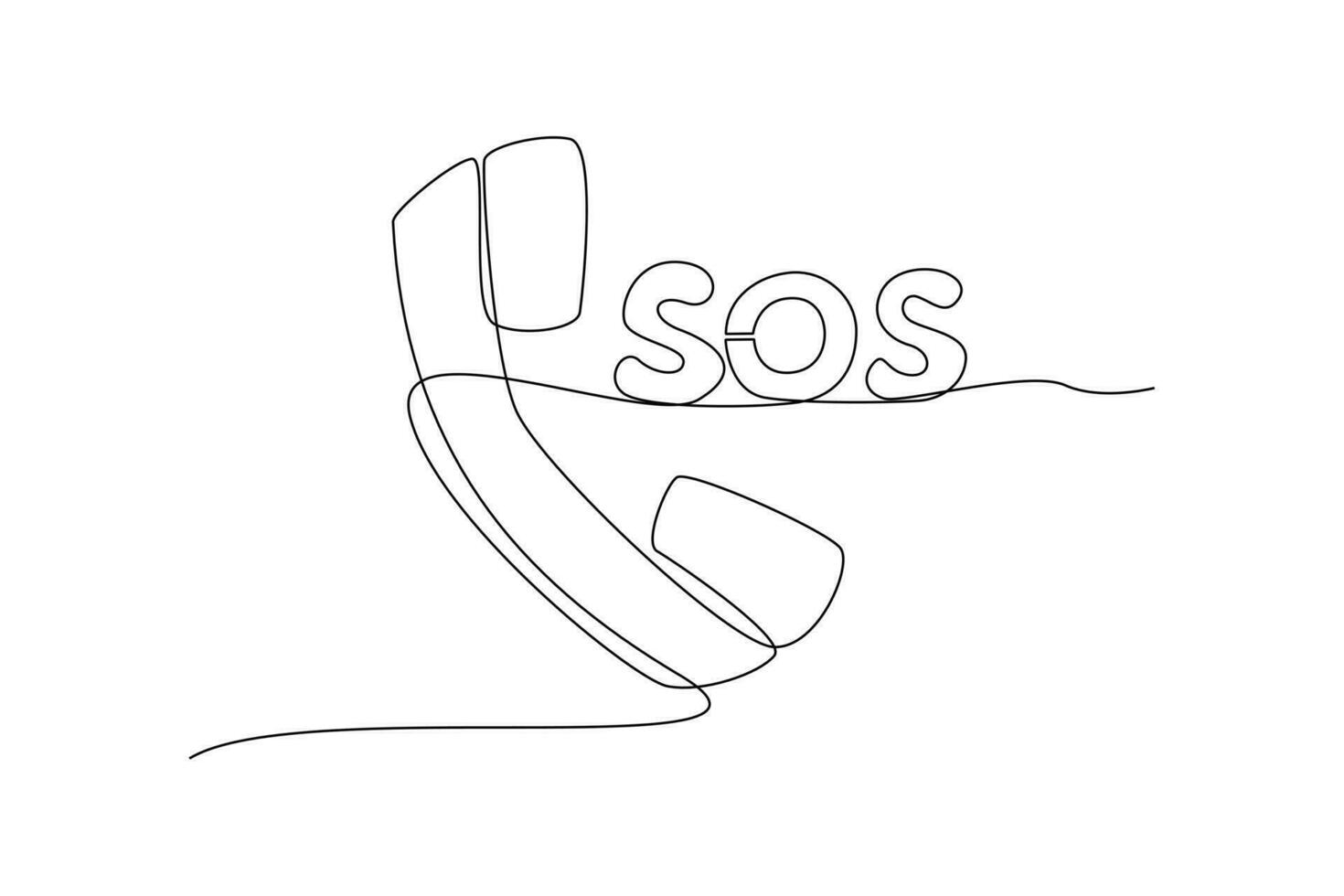 Continuous one-line drawing the phone calls Emergency SOS. Emergency SOS concept. Single line drawing design graphic vector illustration