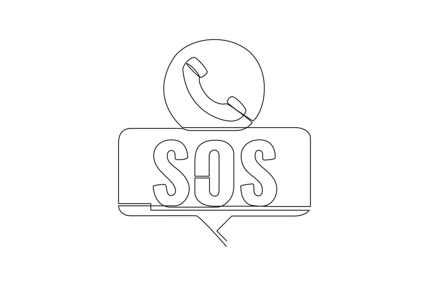 Continuous one-line drawing emergency SOS calls. Emergency SOS concept. Single line drawing design graphic vector illustration