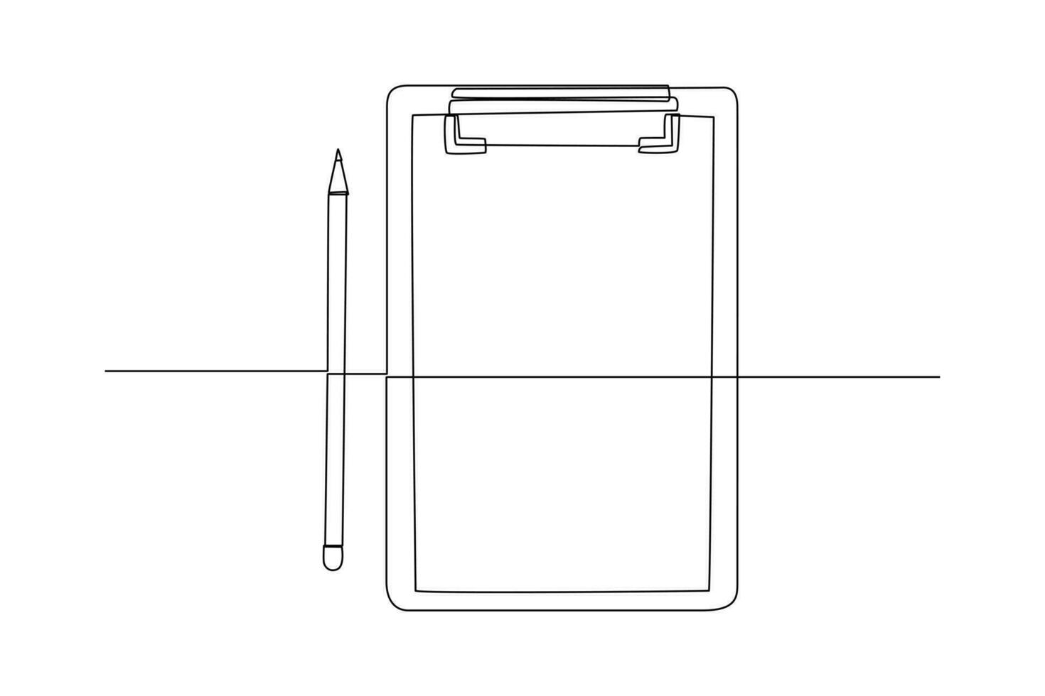 Continuous one-line drawing document and pencil beside it. Document thin concept. Single line drawing design graphic vector illustration