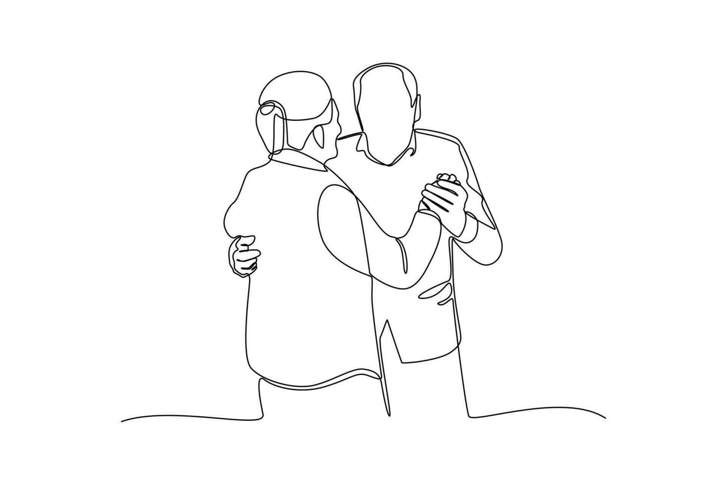 continuo una línea dibujo danza lleno de amor abuelos. abuelo día concepto. soltero línea dibujo diseño gráfico vector ilustración