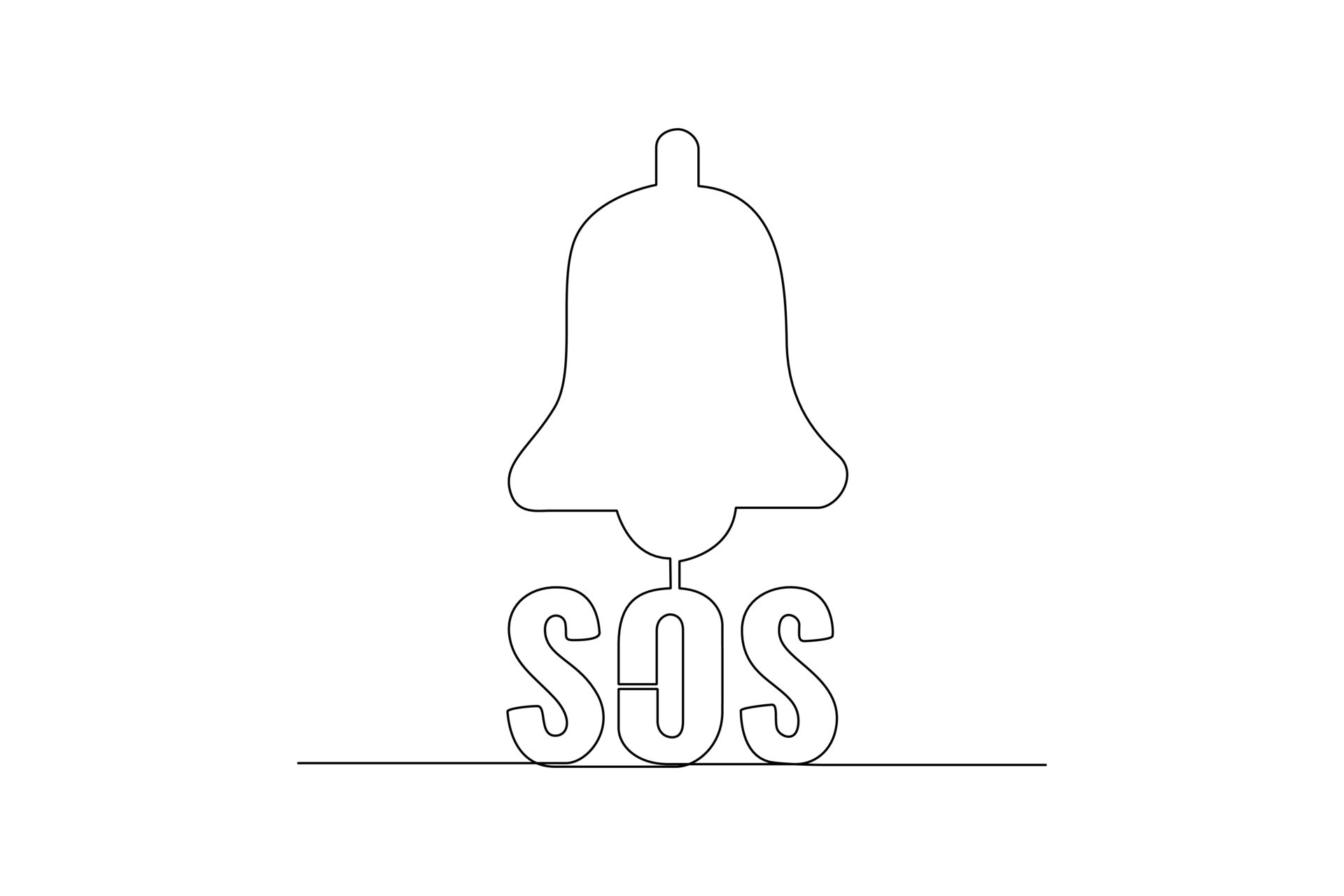 Continuous oneline drawing emergency SOS notifications. Emergency SOS