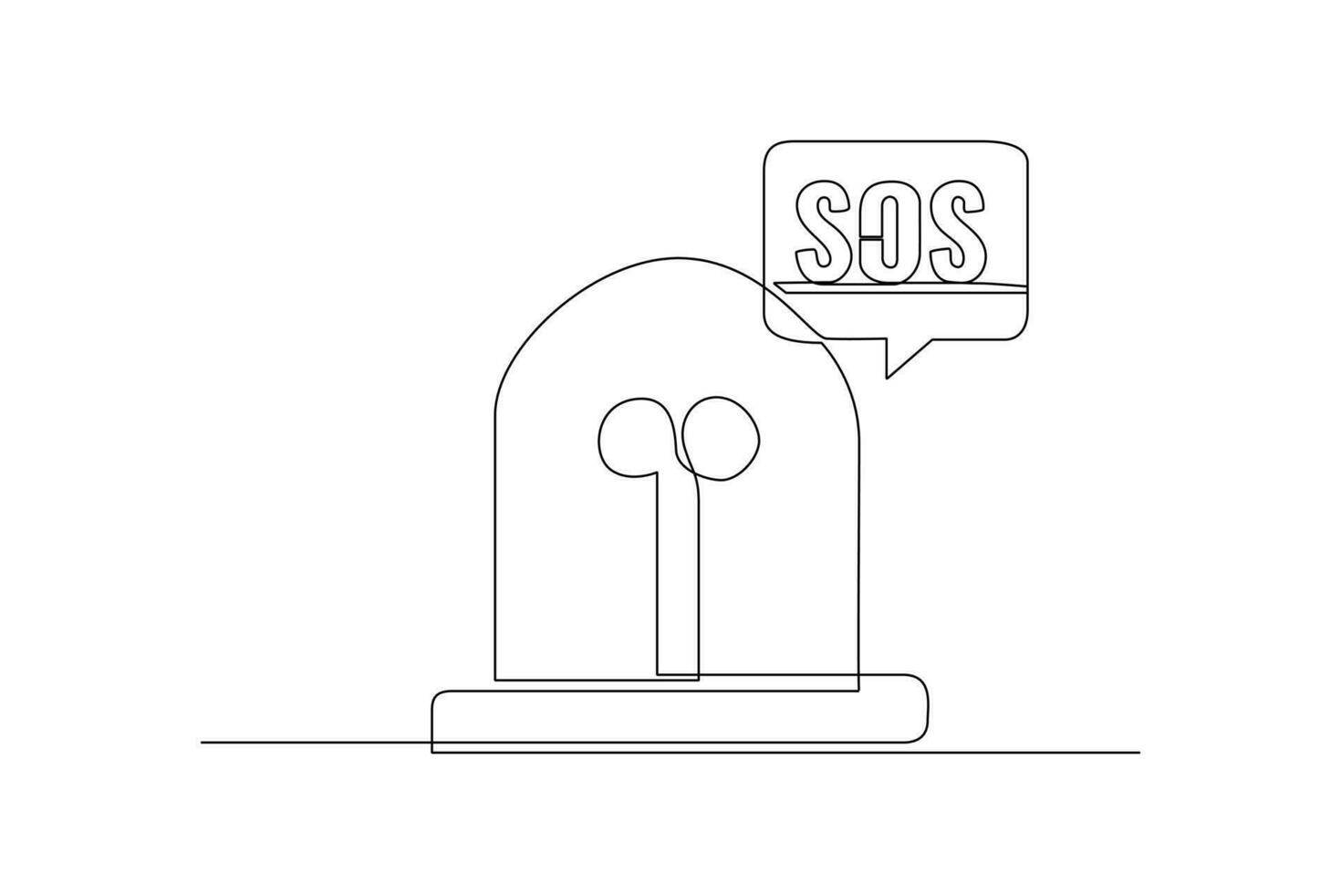 Continuous one-line drawing Emergency SOS siren. Emergency SOS concept. Single line drawing design graphic vector illustration