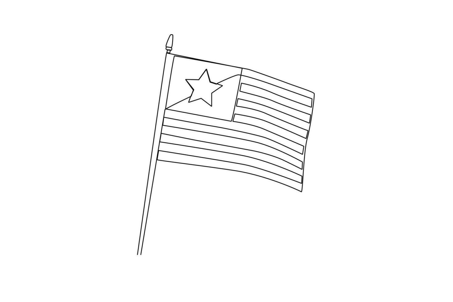 Single one-line drawing USA flag fluttering in the sky. Independent day USA concept. Continuous line drawing illustration vector
