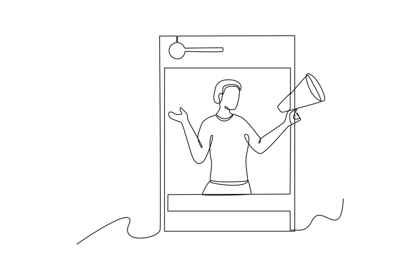 Single oneline drawing digital marketing social media. Market digital