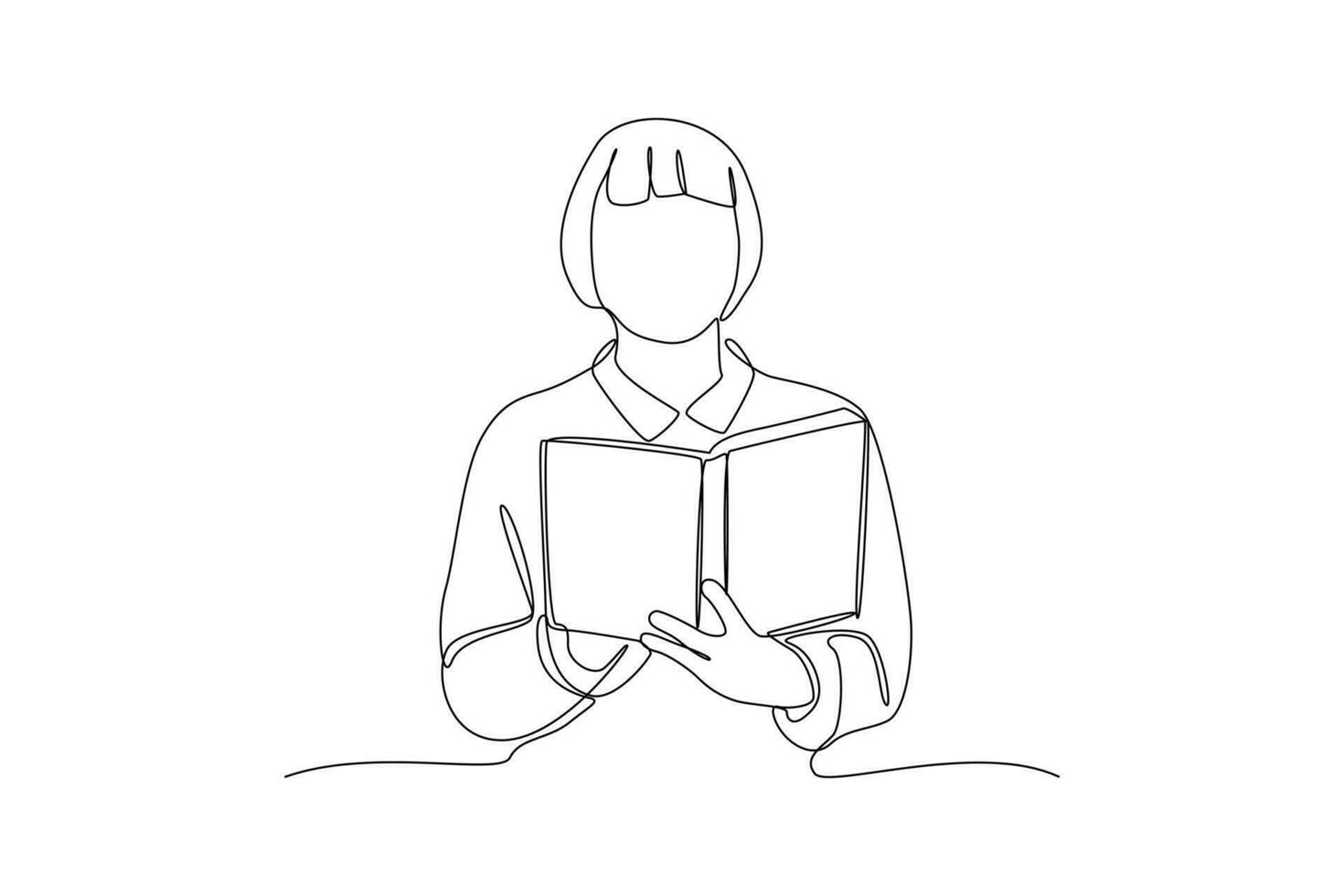 Continuous one-line drawing woman reading a book relax. Book concept. Single line drawing design graphic vector illustration