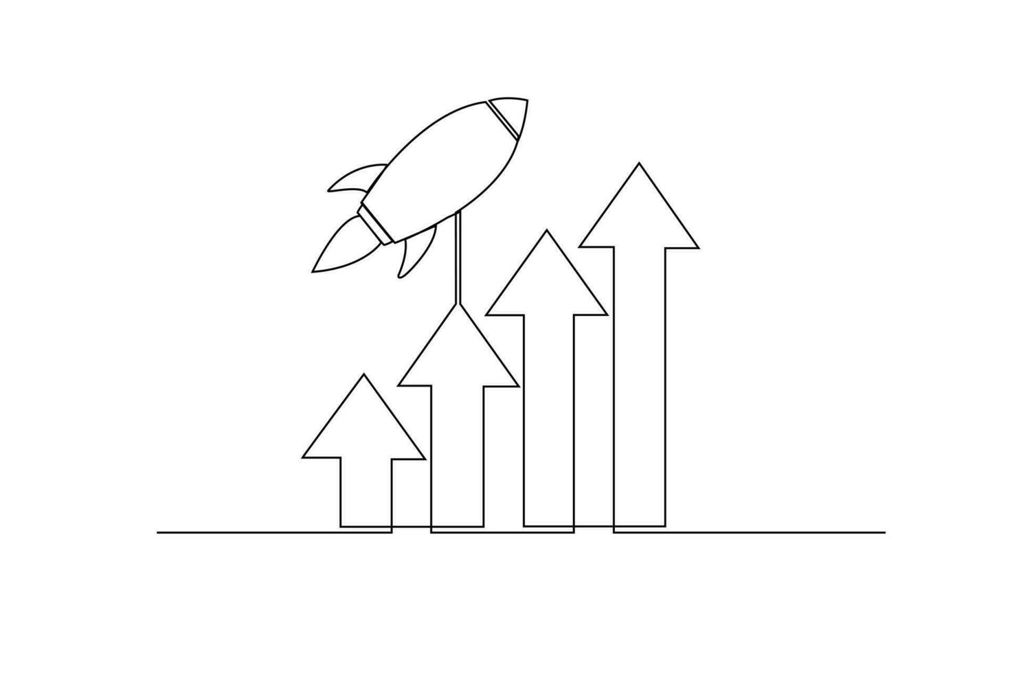 Continuous one-line drawing business graph increase. Business charts concept. Single line drawing design graphic vector illustration