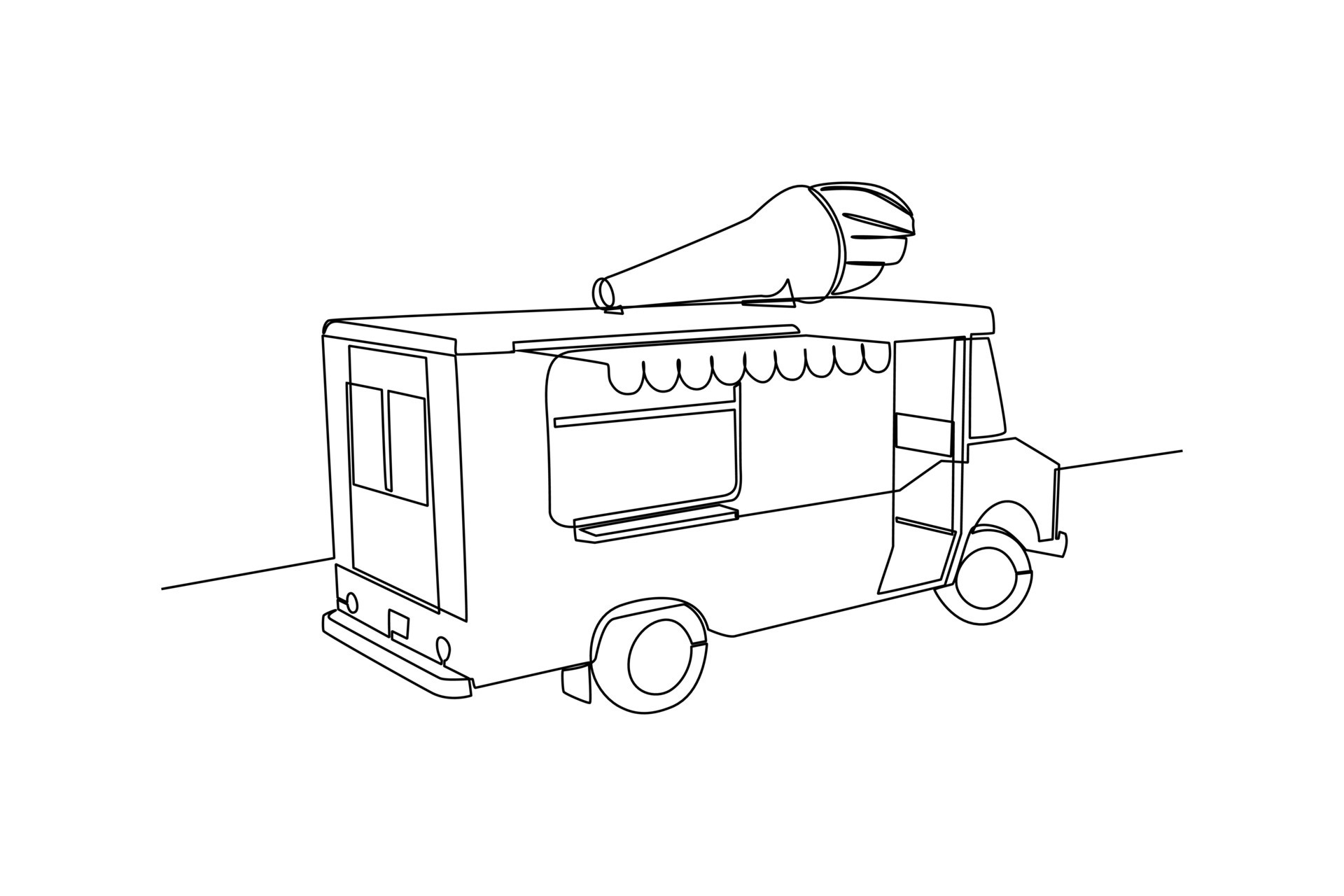 ice cream truck clip art black and white