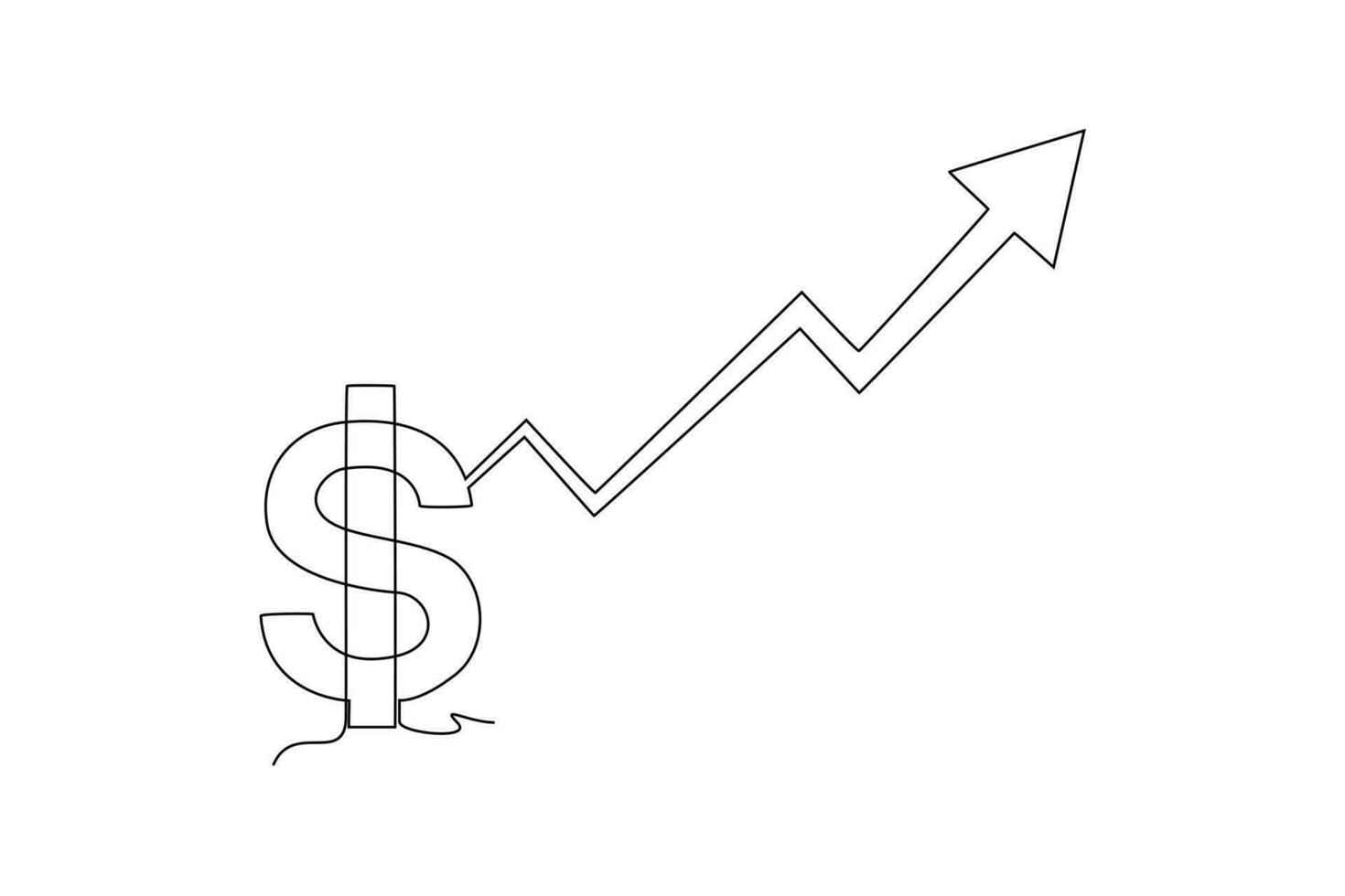 Continuous one-line drawing business charts soared. Business charts concept. Single line drawing design graphic vector illustration