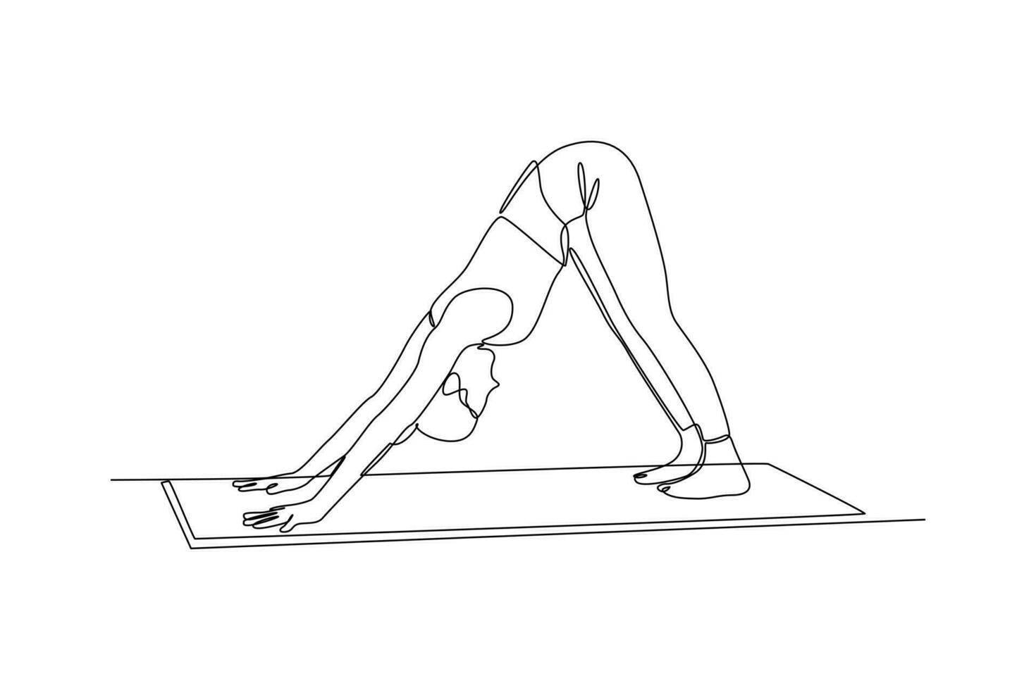 Continuous one-line drawing girl practicing yoga. Class it up concept. Single line drawing design graphic vector illustration