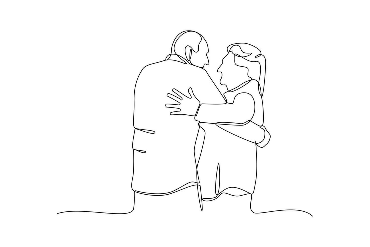 Continuous one-line drawing grandparents dancing. Grandparent day concept. Single line drawing design graphic vector illustration