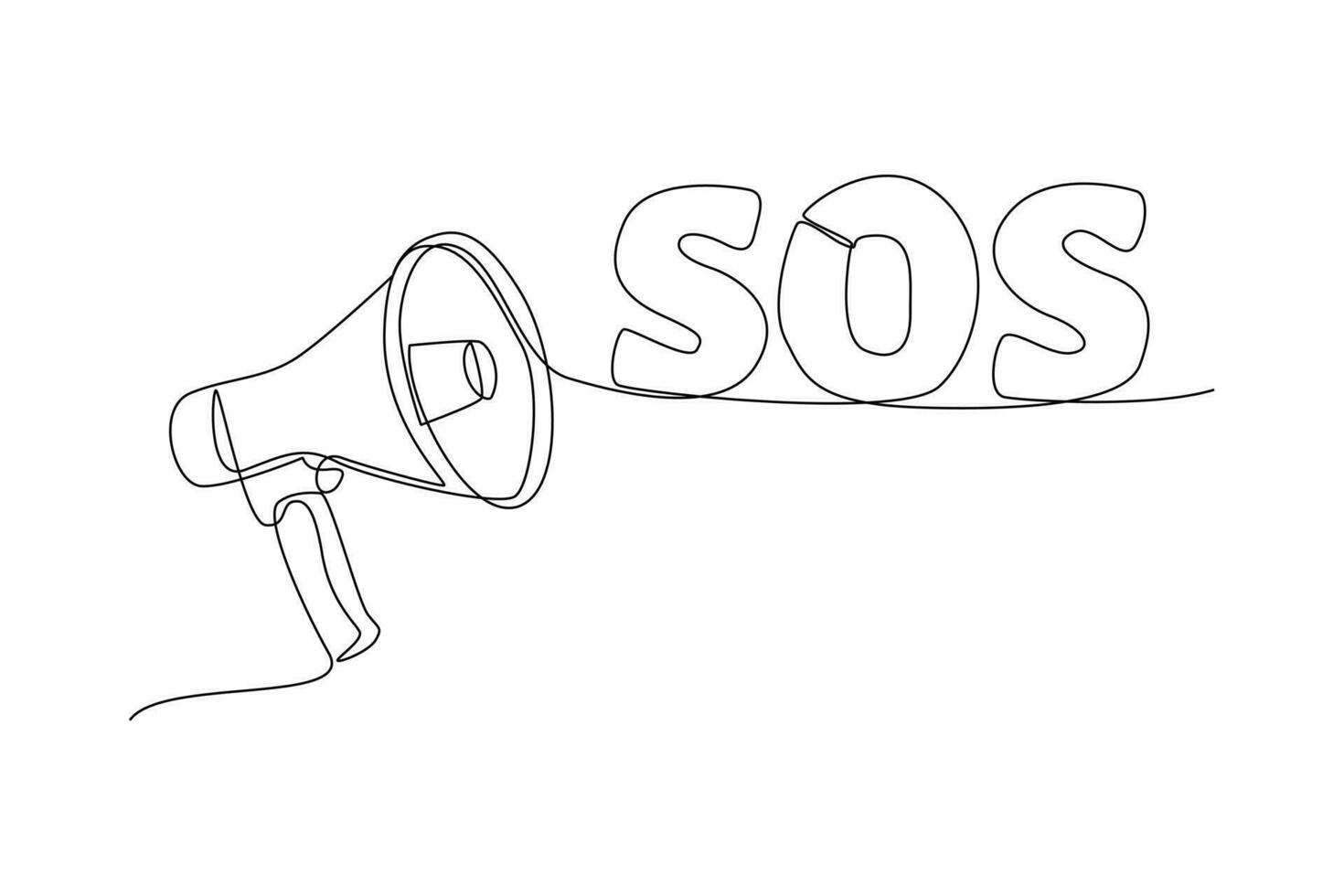 Continuous one-line drawing emergency SOS announcement. Emergency SOS concept. Single line drawing design graphic vector illustration