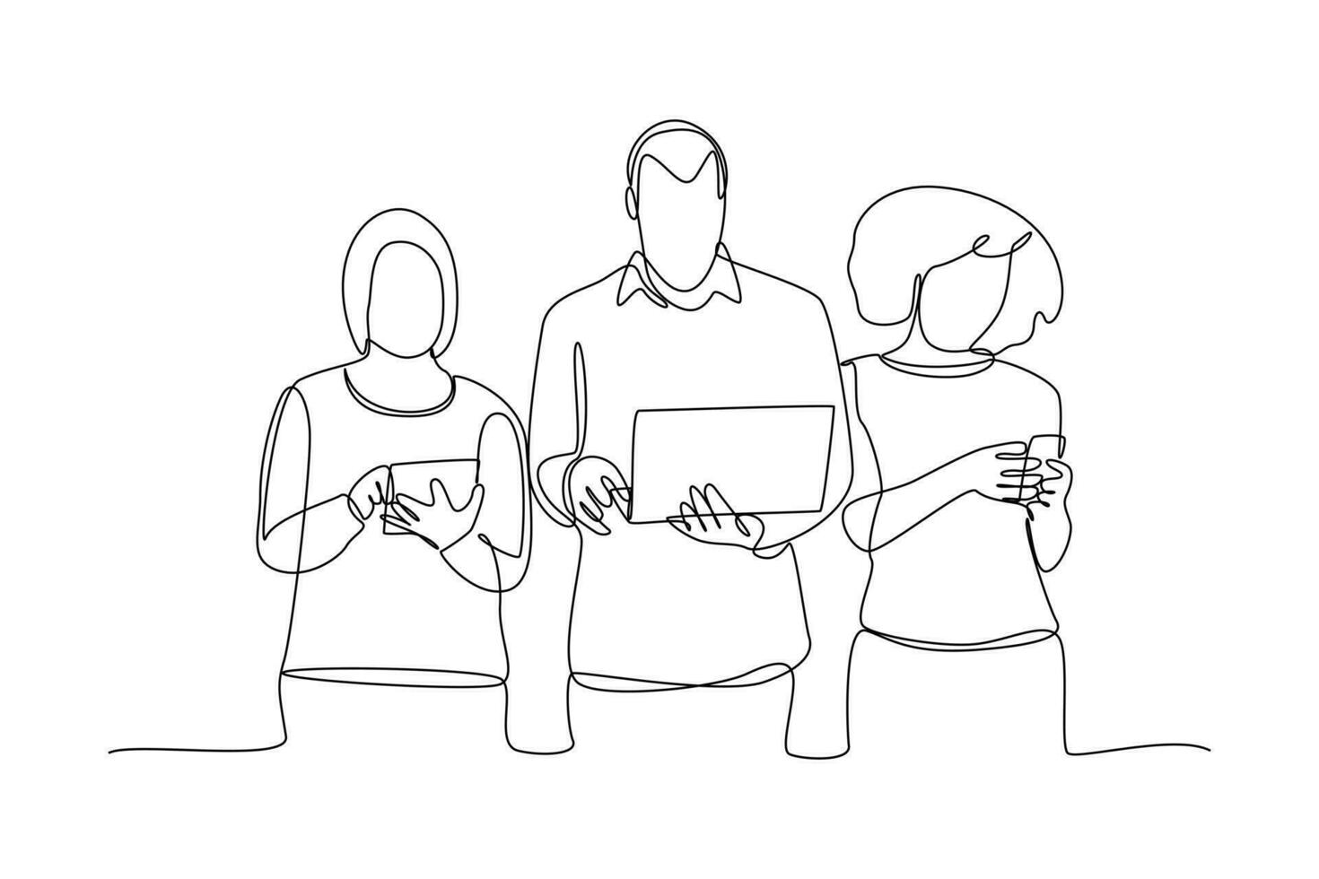 Single one-line drawing student presentation in class. Diversity in college concept. Continuous line drawing illustration vector