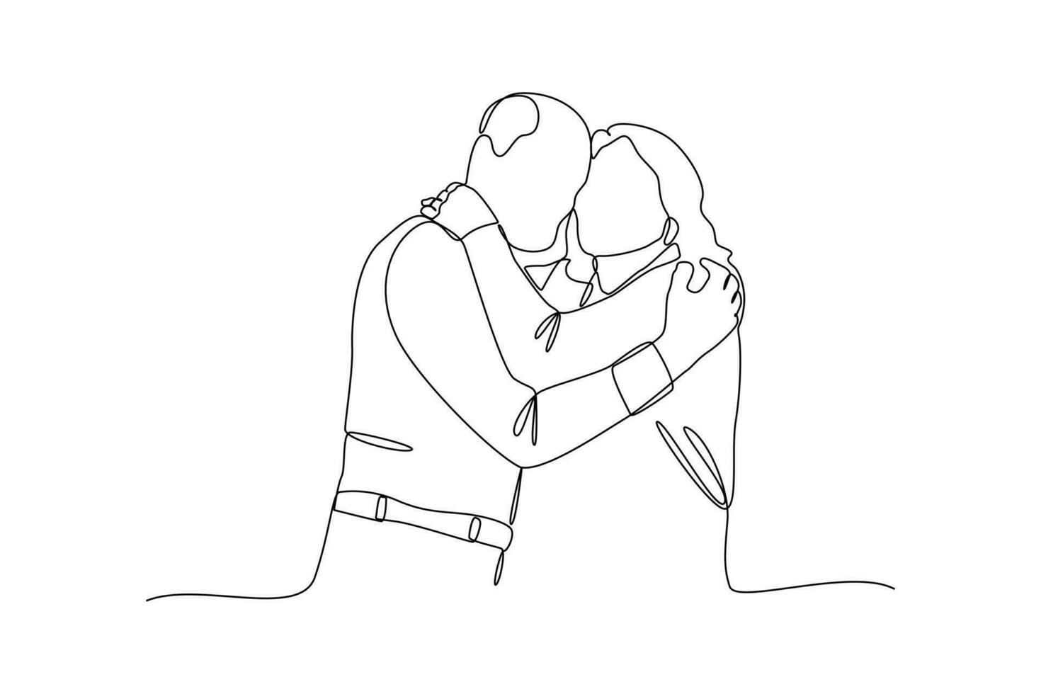 Continuous one-line drawing grandparents hugging tenderly. Grandparent day concept. Single line drawing design graphic vector illustration