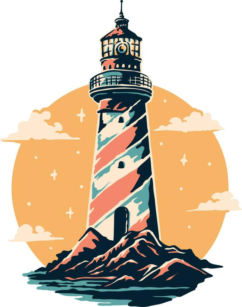 A lighthouse in the middle of the ocean vector