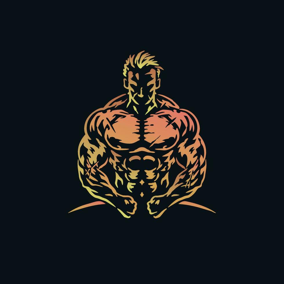 A logo for a bodybuilder with a black background vector