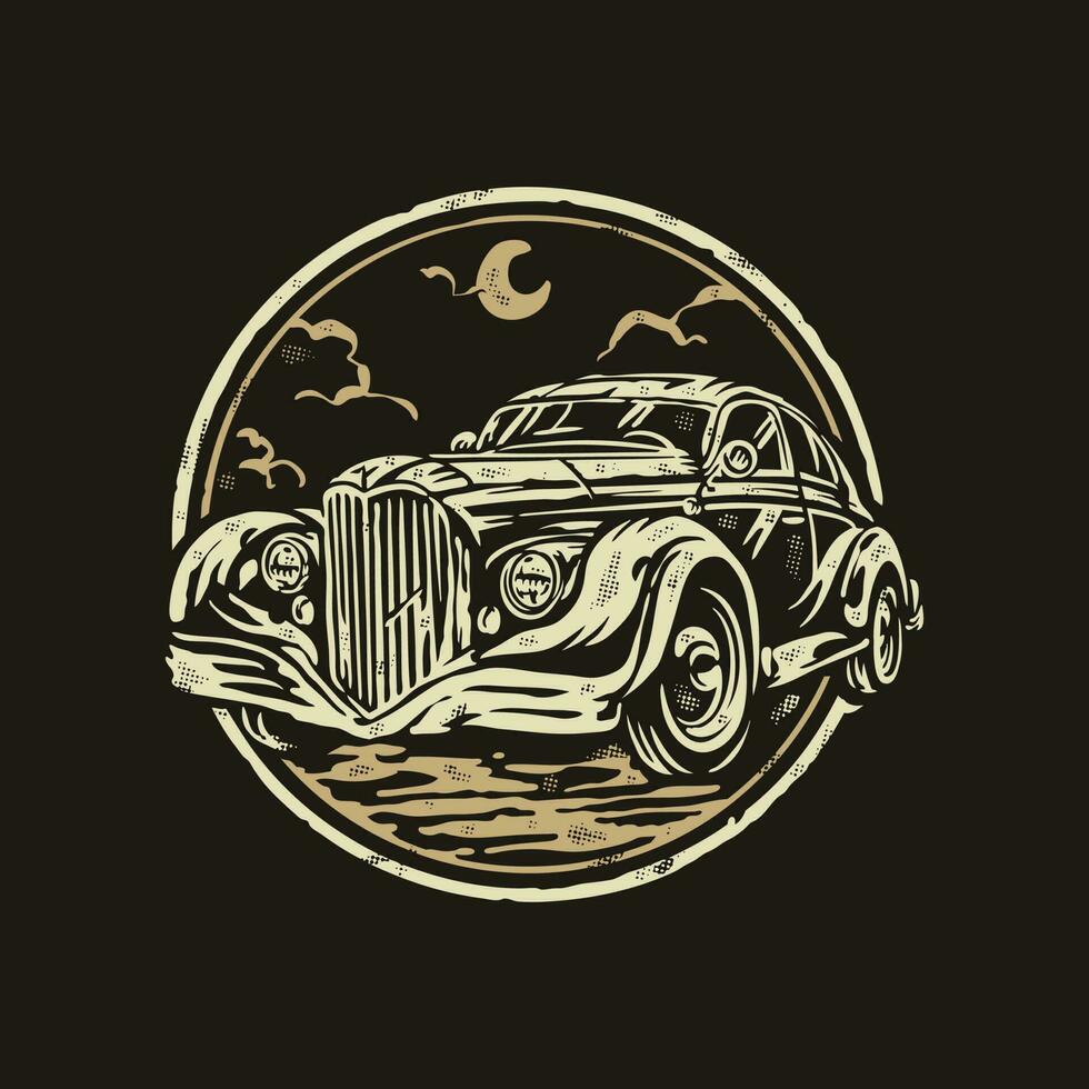 Clásico coche logo con el título 'antiguo coche logo' vector