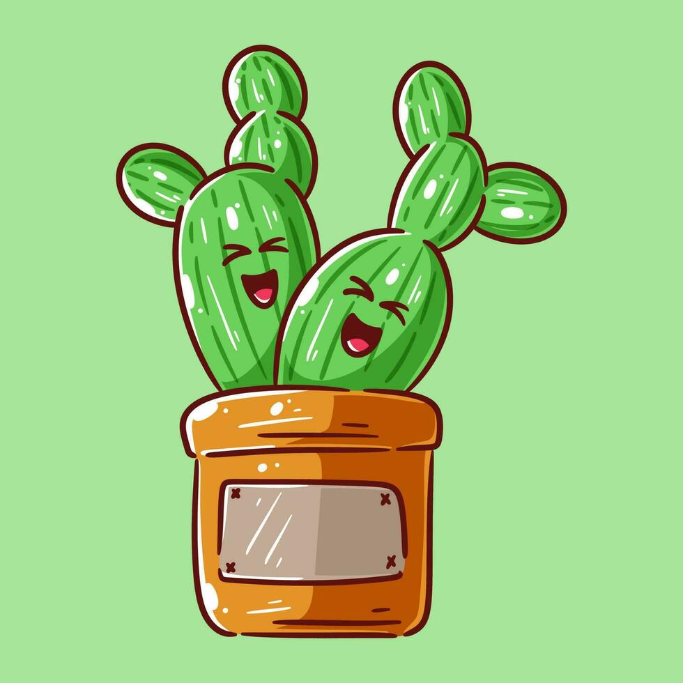 Cute gemoy cactus has a laughing facial expression vector