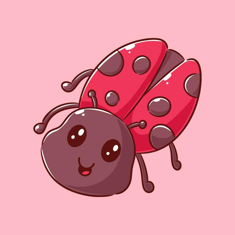 linda rojo escarabajo es caminando y sonriente vector