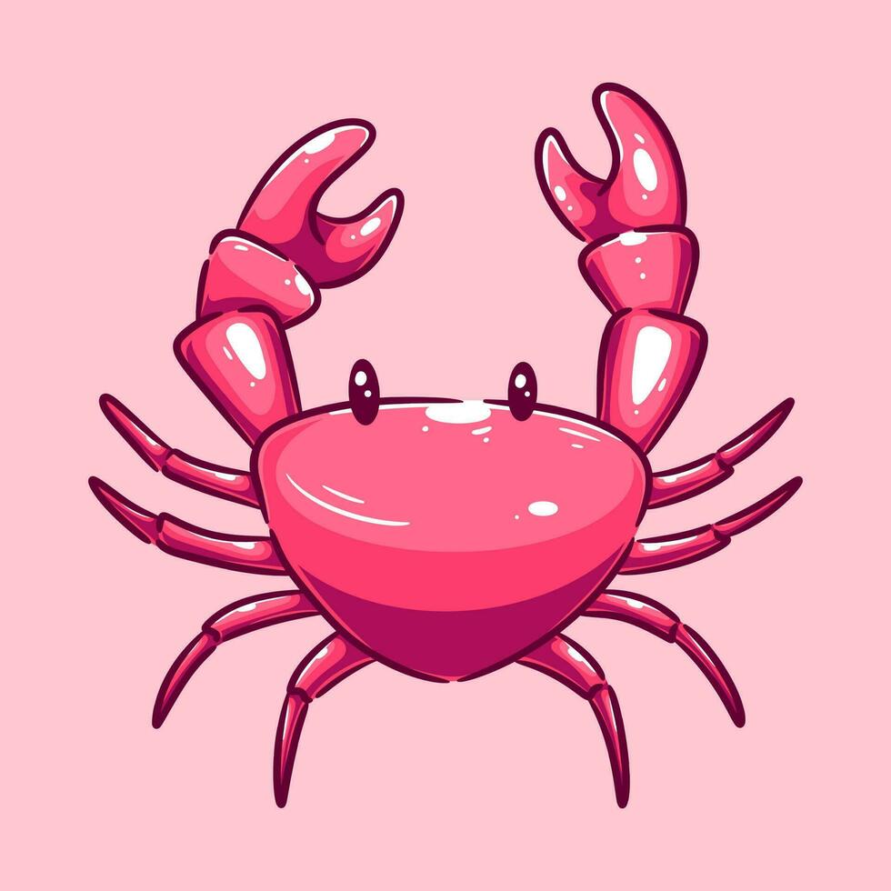 Hand drawn cute crab design vector