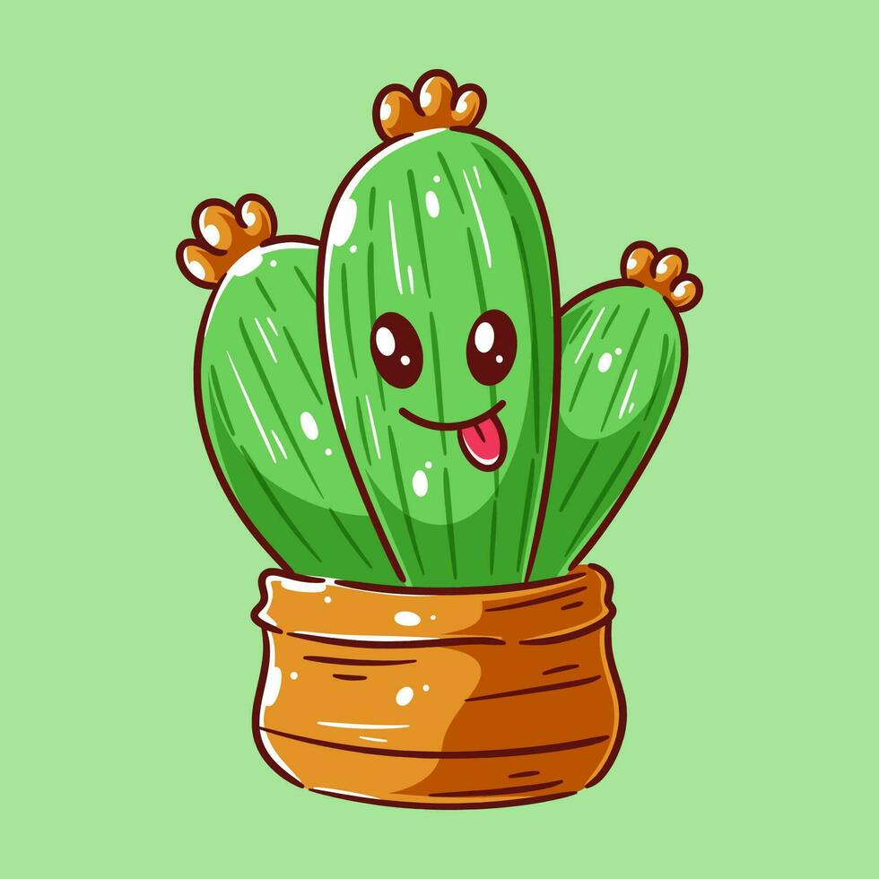 Cute cactus having facial expressions vector