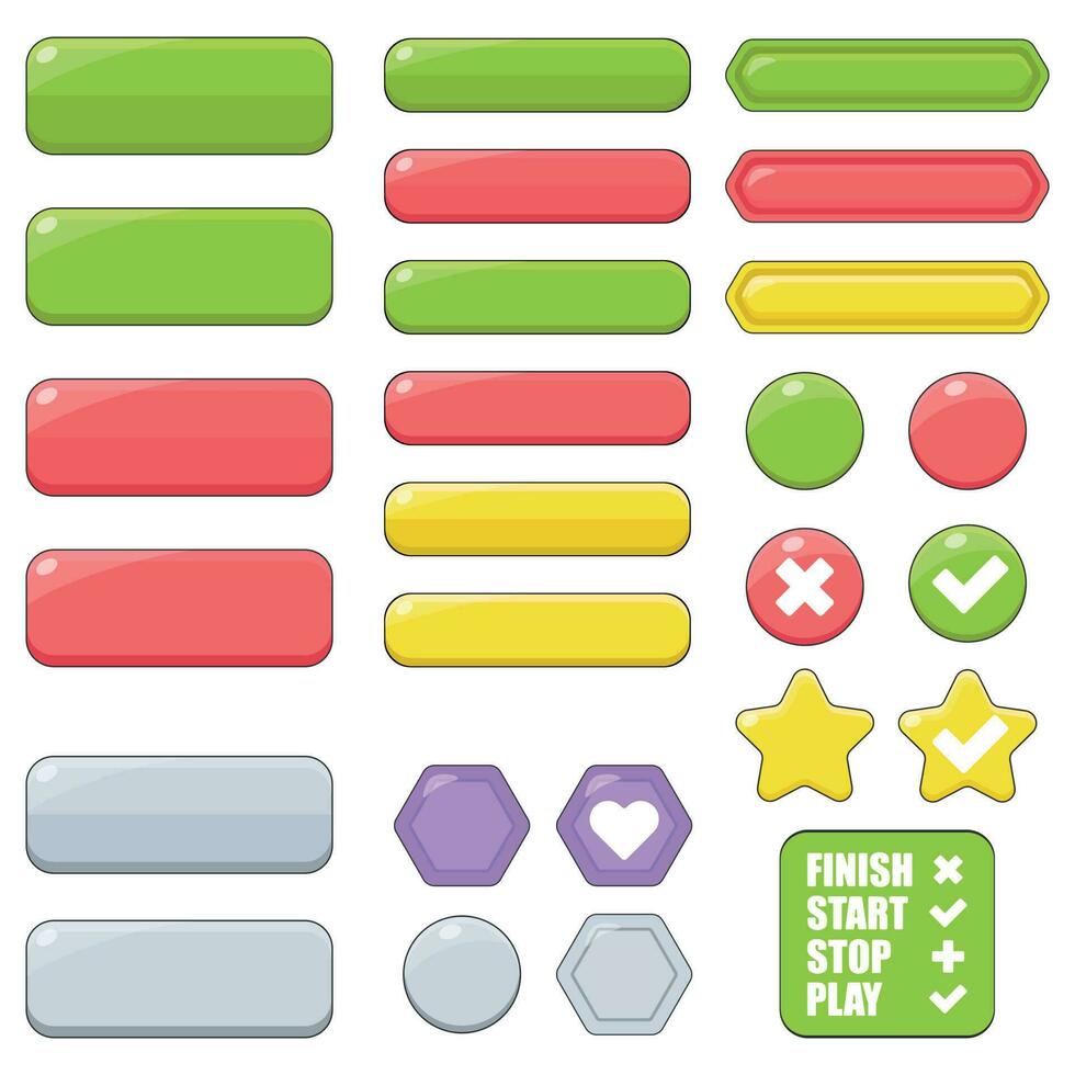 Buttons for video games are multicolored. Vector illustration.