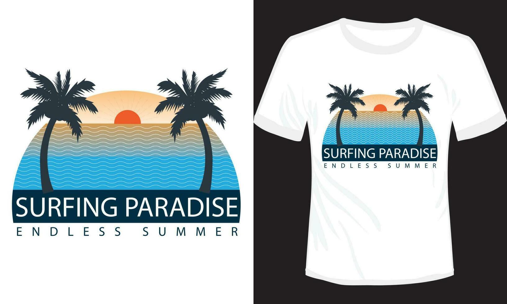 Surfing Paradise California T-shirt Design Vector Illustration