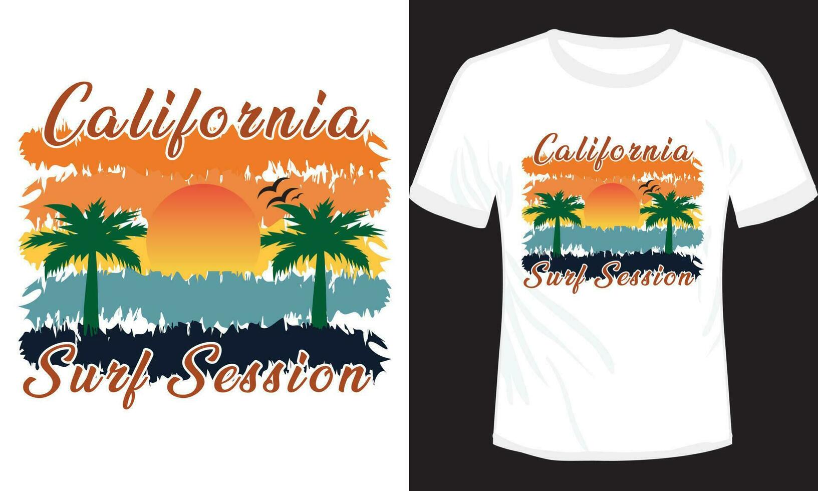 California Surf Session T-shirt Design Vector Illustration