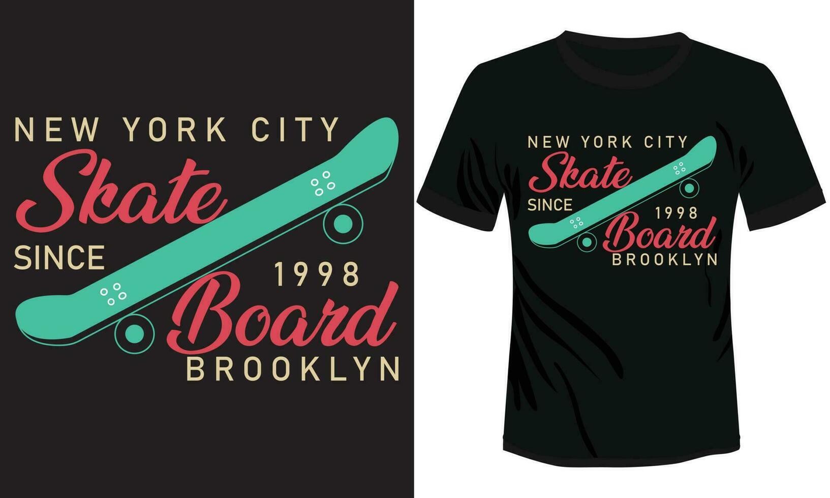 Brooklyn Skate Board Typography T-shirt Design Illustration vector