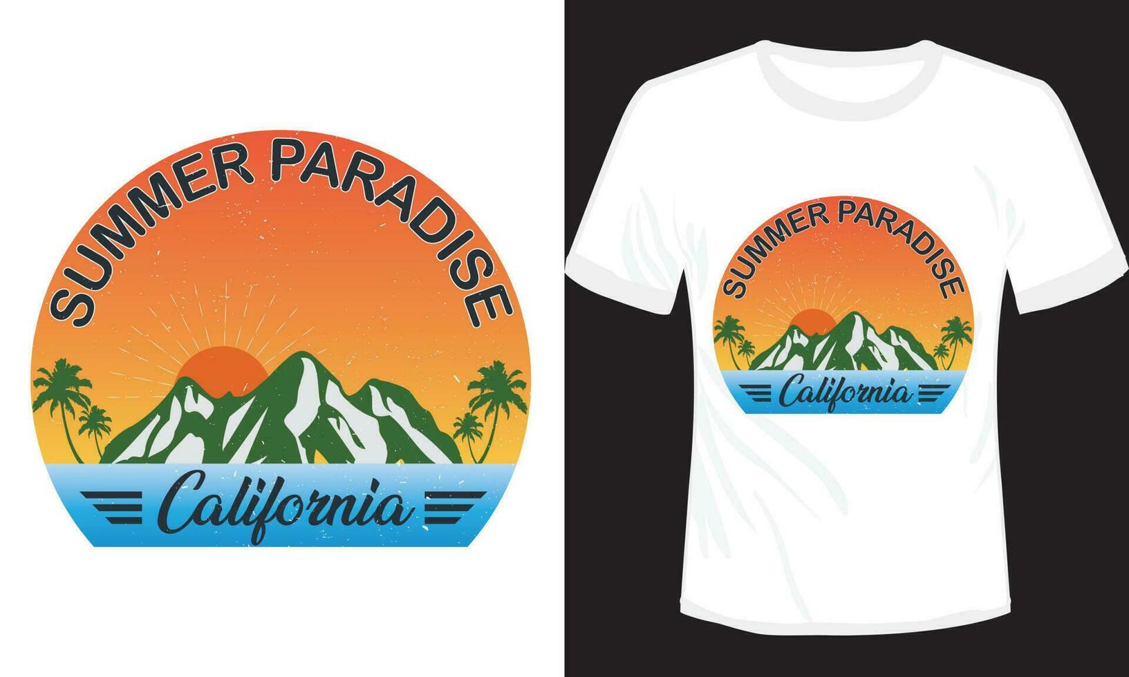 Summer Paradise California Mountain Vector Illustration