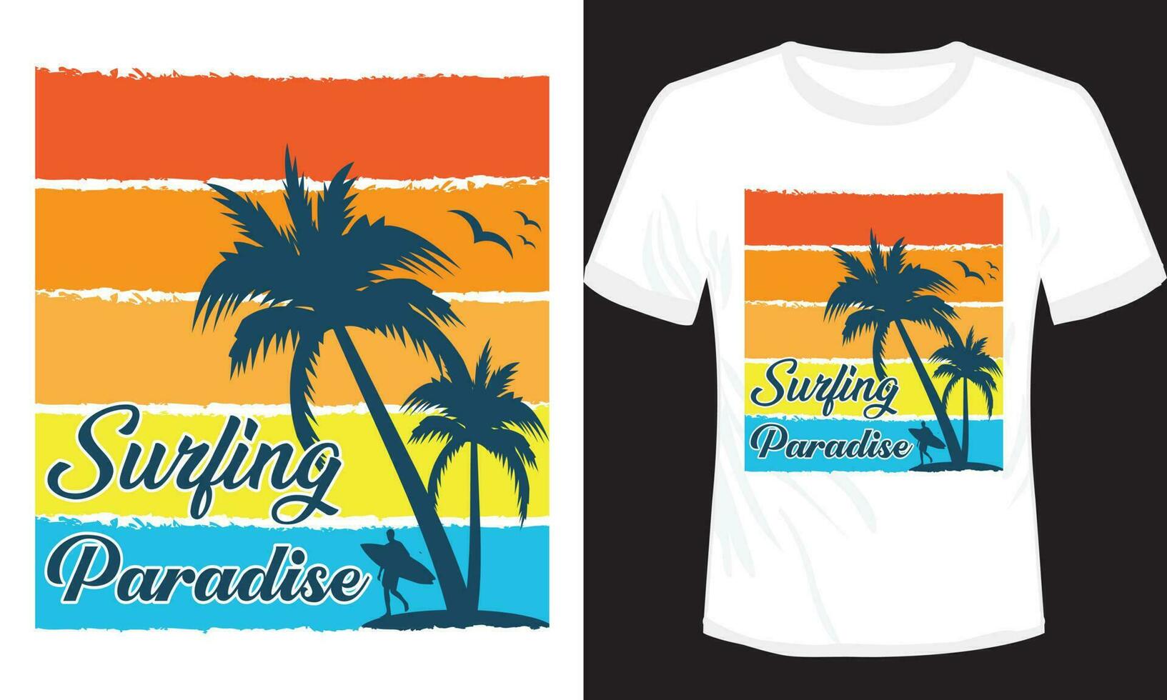 Surfing Paradise T-shirt Design Vector Illustration