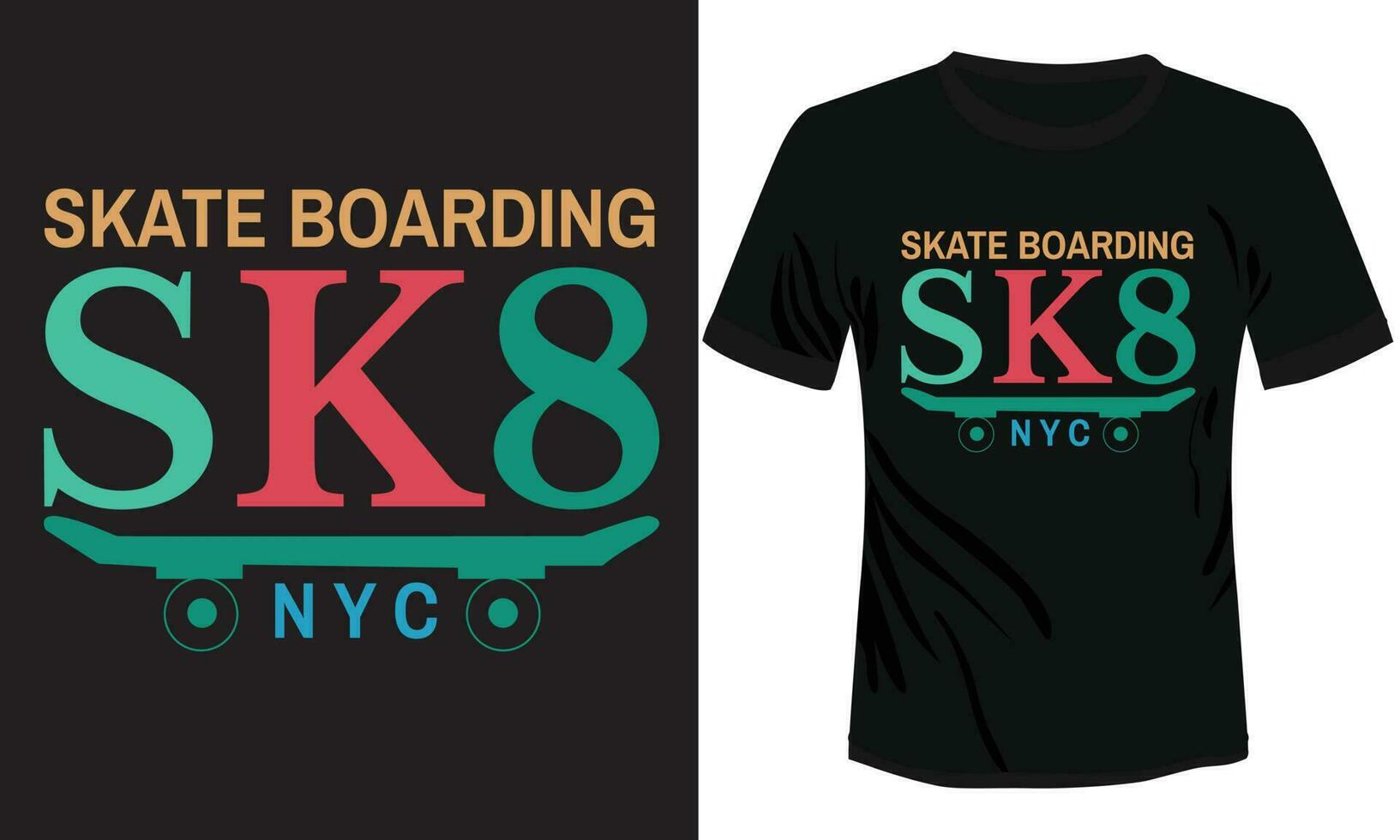 Skate boarding SK8 NewYork City T-shirt Design Vector Illustration