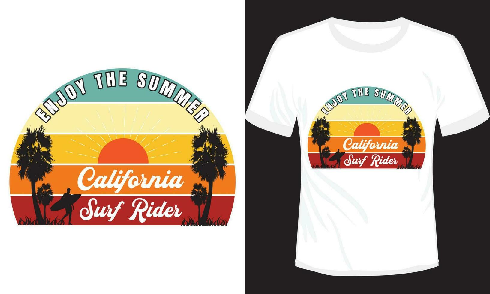 California Surf Rider T-shirt Design Vector Illustration