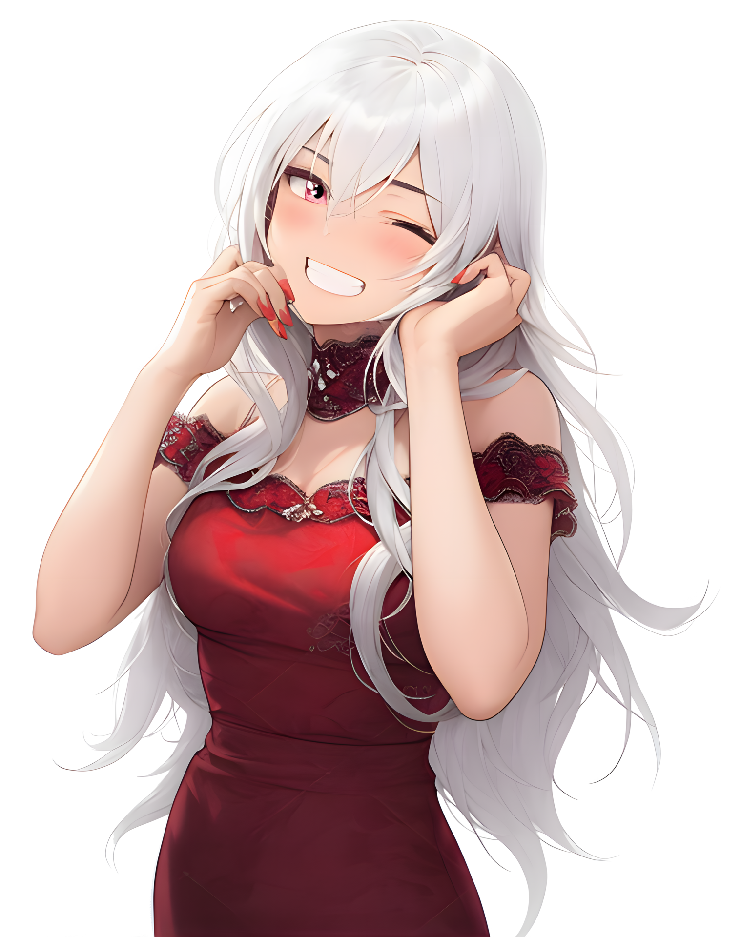 AI GENERATED - Sticker - Cute Anime Girl with Silver hair 24212220 PNG