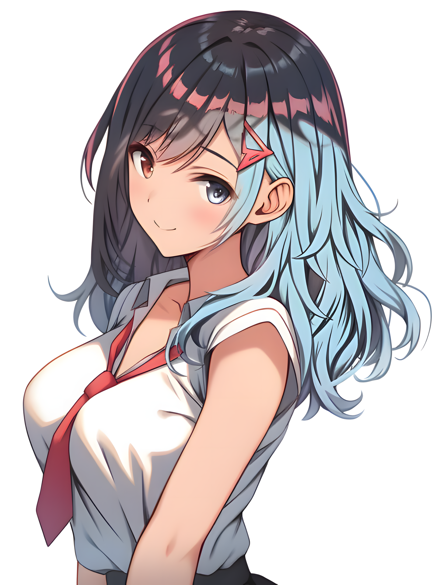 AI GENERATED - Sticker - Cute Anime Girl with Silver hair 24212220 PNG