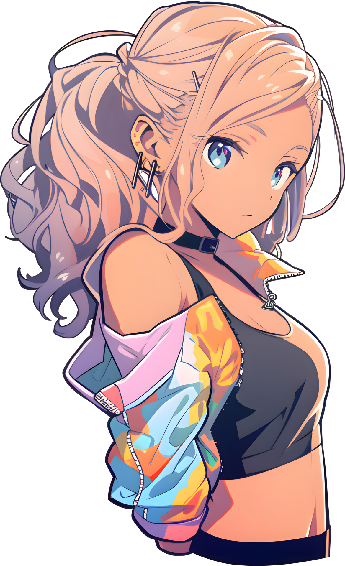 AI GENERATED - Sticker - Cute Anime Girl with Silver hair 24212220 PNG