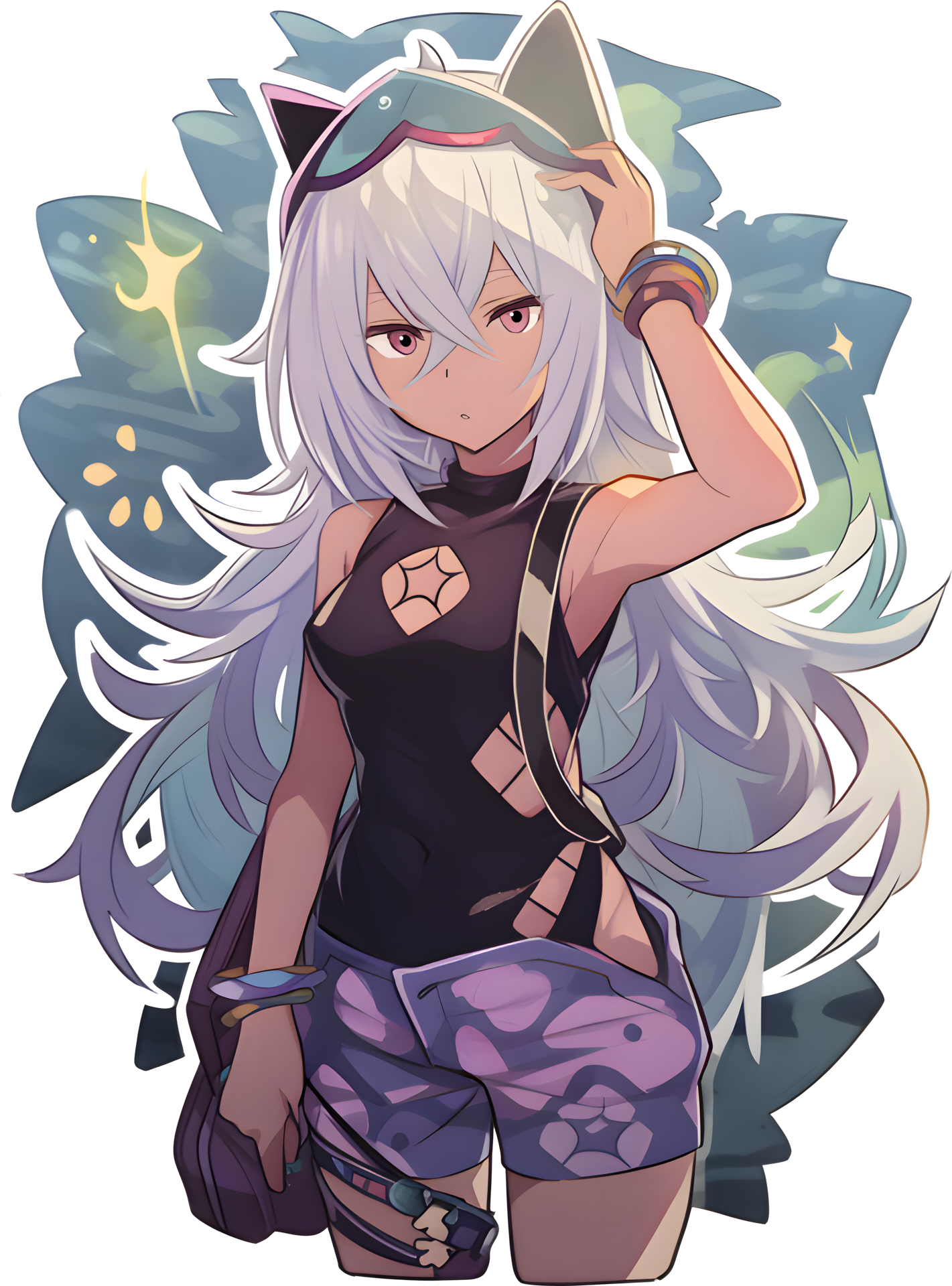 AI GENERATED - Sticker - Anime Girl Purple Hair 24212245 PNG