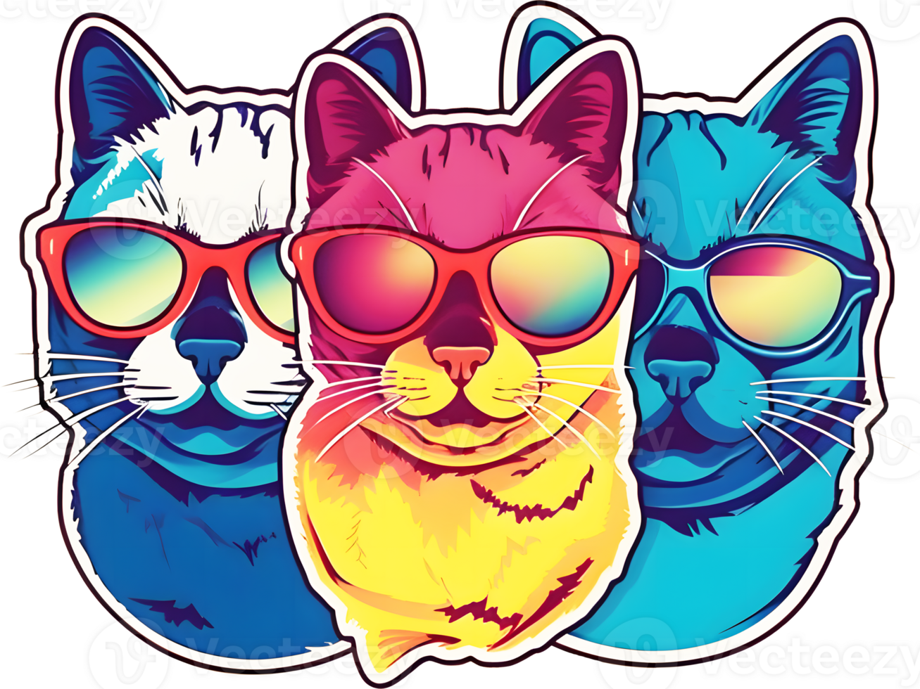 ai gegenereerd - sticker - drie koel katten png