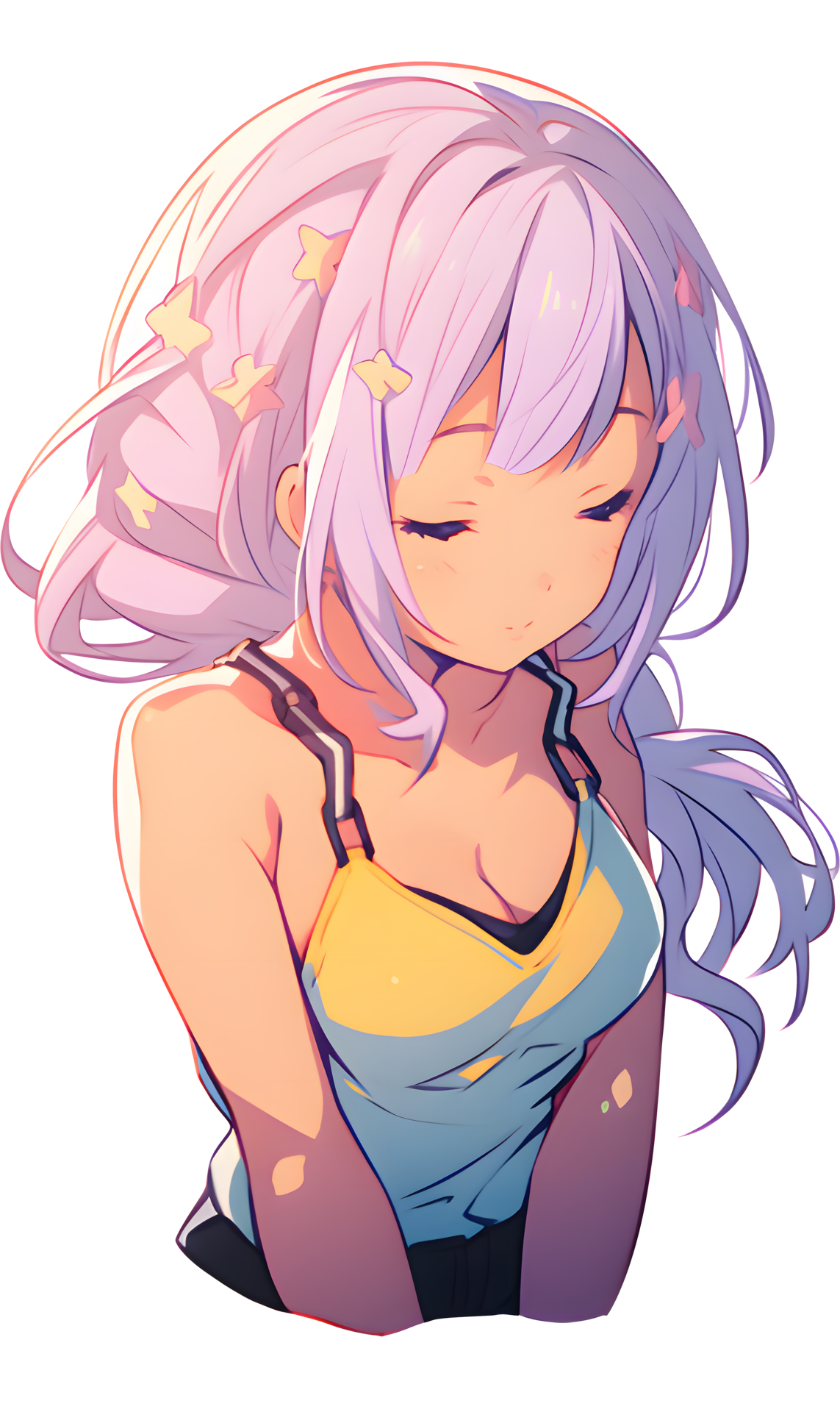 AI GENERATED - Sticker - Anime Girl Purple Hair 24212245 PNG