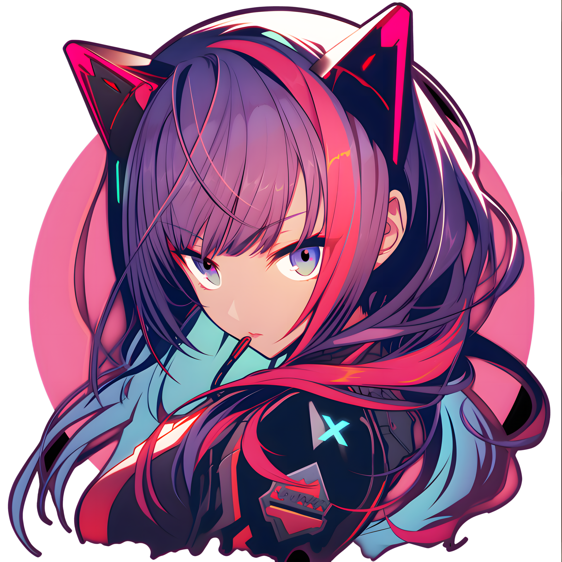 AI GENERATED - Sticker - Anime Girl Purple Hair 24212245 PNG