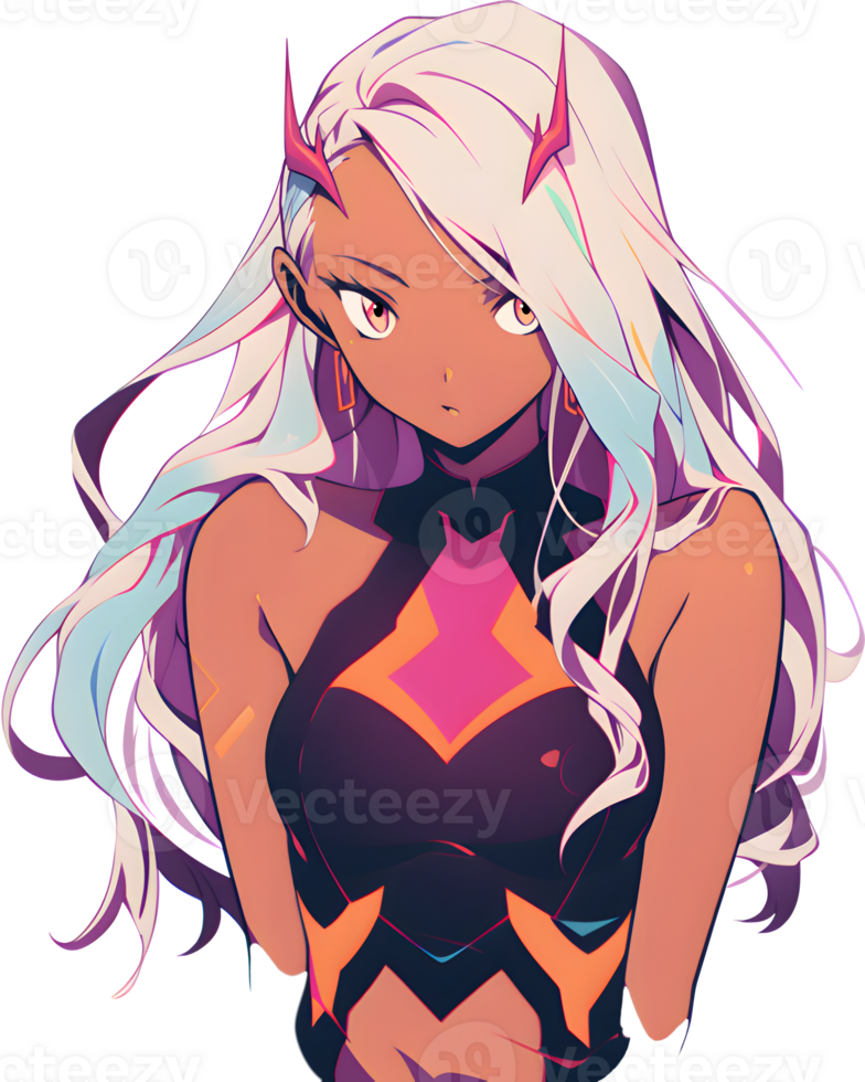 AI GENERATED - Sticker - Anime Girl Purple Hair 24212245 PNG