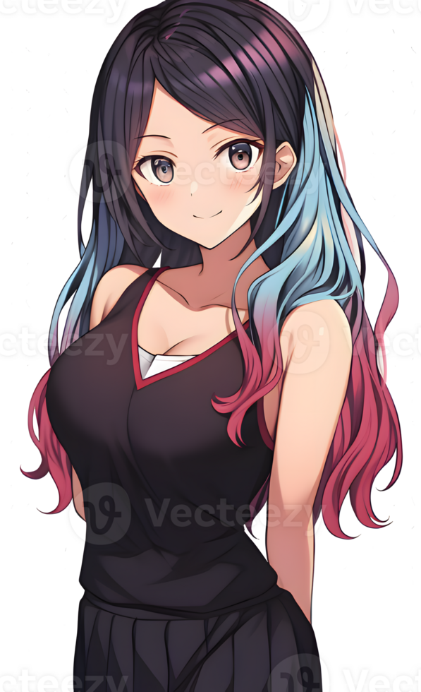 AI GENERATED  Sticker  Anime Girl Blue and Red Hair 24212248 PNG