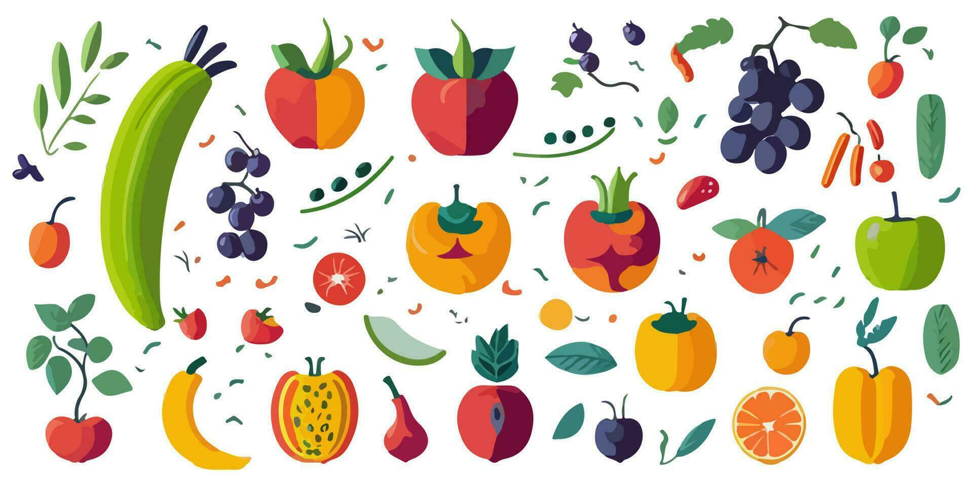 vector Arte de horneado bienes lleno con un surtido de frutas